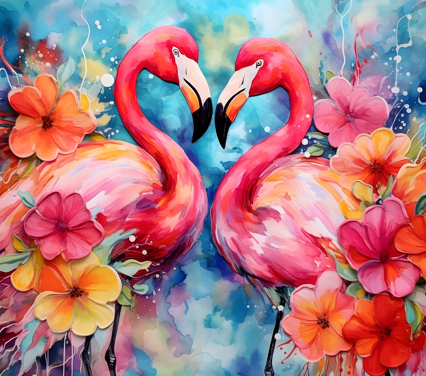 Floral Flamingos