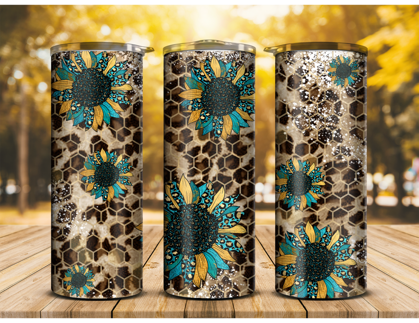 Leopard Teal Sunflower