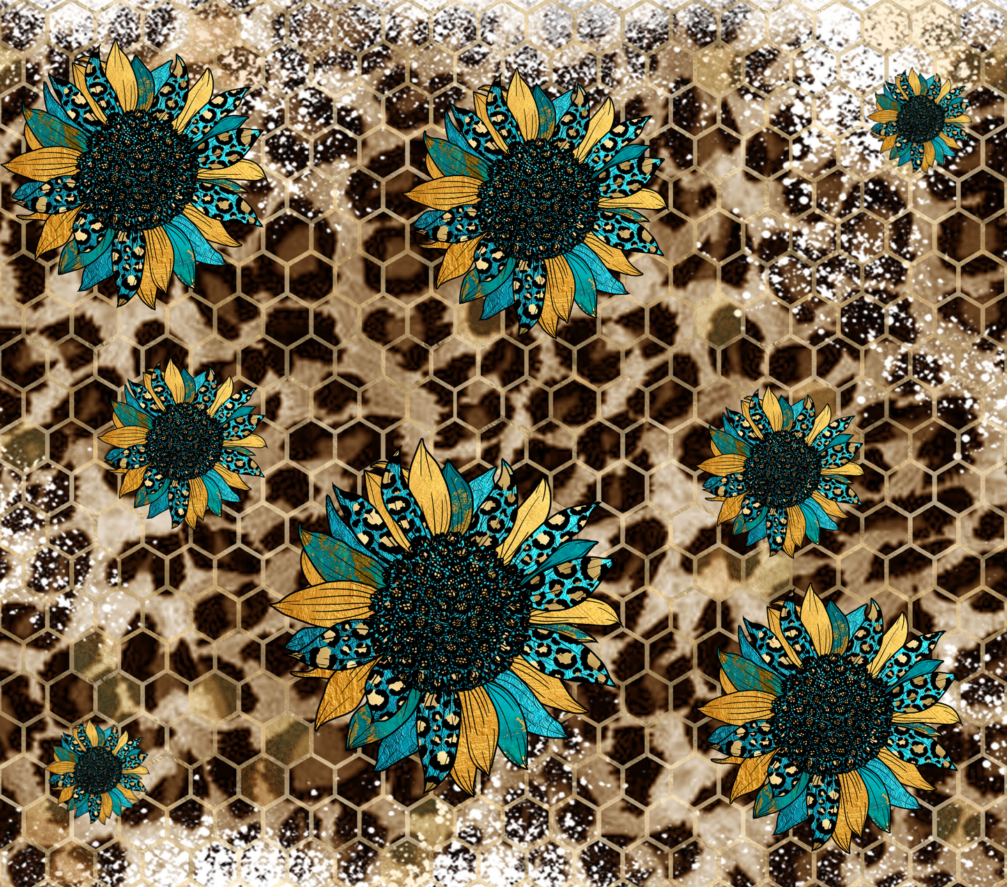 Leopard Teal Sunflower